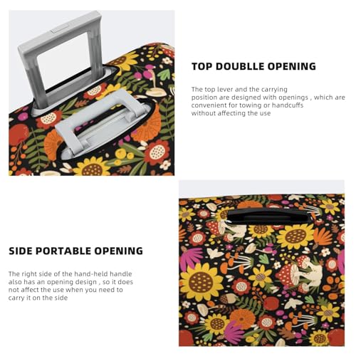 Sunflowers Mushrooms Print Luggage Cover For Suitcase,Washable Elastic Travel Suitcase Protector With Zipper Closure And Bottom Buckle – Fits 18-32" Luggage-Large3