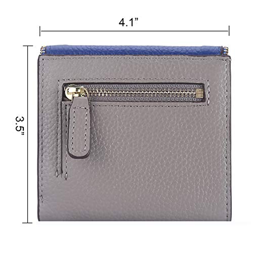 Image of Lavemi Ultra Thin Small Compact Leather Womens Girls Wallets RFID Blocking Credit Card Holder for Women, 2- Envelope Blue /Gray, One Size