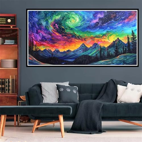 5D Diamond Painting Kit Completo astratto, Diamond Painting Picco Di Montagna Modello Progettare, Diamantini Crystal Art Bambini Paintings Kit, 100x300cm Pittura Diamante for Home Decor, Regalo Z-1310