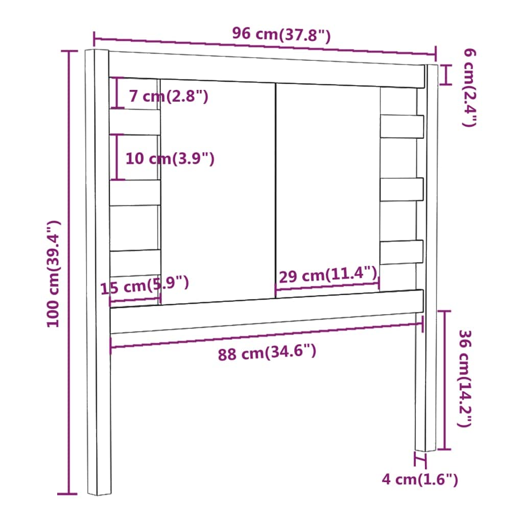 818753 Testiera Ambra 96x4x100 cm in Legno Massello di Pino Testata in Legno,Testata Letto Matrimoniale Muebles Dormitorio Spalliera Letto Testiere per Letto Matrimoniale