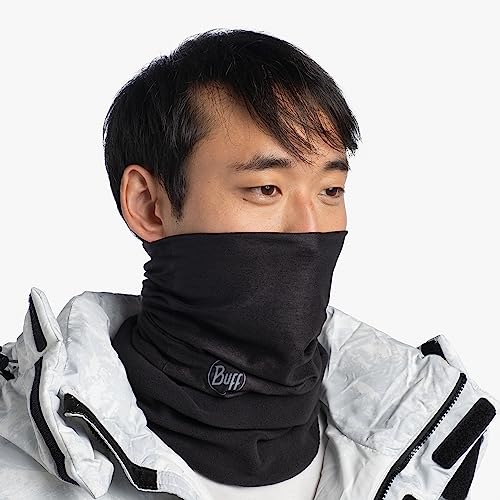 Image of Buff Polar Neck Gaiter, Cold Weather Neckwear, Thermal Insulated Fleece, UPF 50 Sun Protection, Breathable, Solid Black, Adult Size