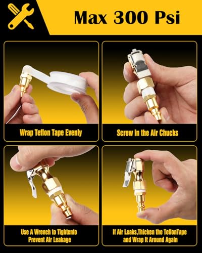 2-Pack Locking Air Chuck, 1/4" FNPT Closed Flow Clip On Air Chuck, Quick Connect, Pure Brass Tire Chucks