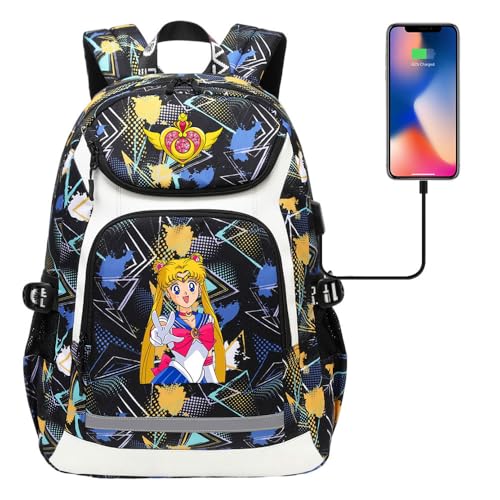 TIANSTON Sac à dos Sailors Moons Kawaii Cat, Sac à dos Funny mignon pour filles, Backpack de collège avec bretelles confortables #3