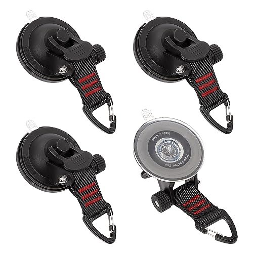 Anclaje de Ventosa para Coche, 4 Piezas Gancho Ventosas Furgoneta Camper, Resistentes y Multiusos, con Gancho de Seguridad para Coche, Acampar, Camping, Toldos Laterales, Hogar, Tiendas de Campaña