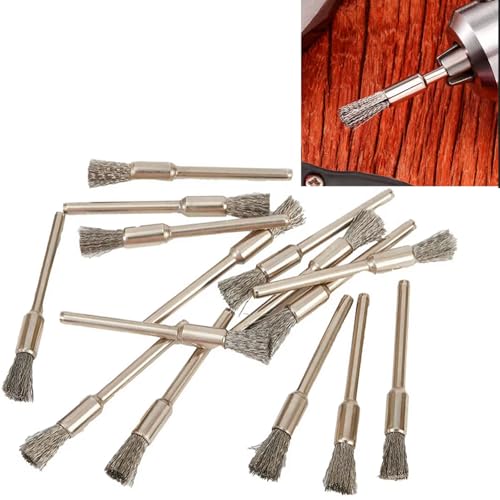 Image of 20PCS Stainless Steel Cleaning End Brushes Pen,1 /8″(3mm) x 1 /5″(5mm) Metal Rust Removal, Cleaning, and Polishing Rotary Tools