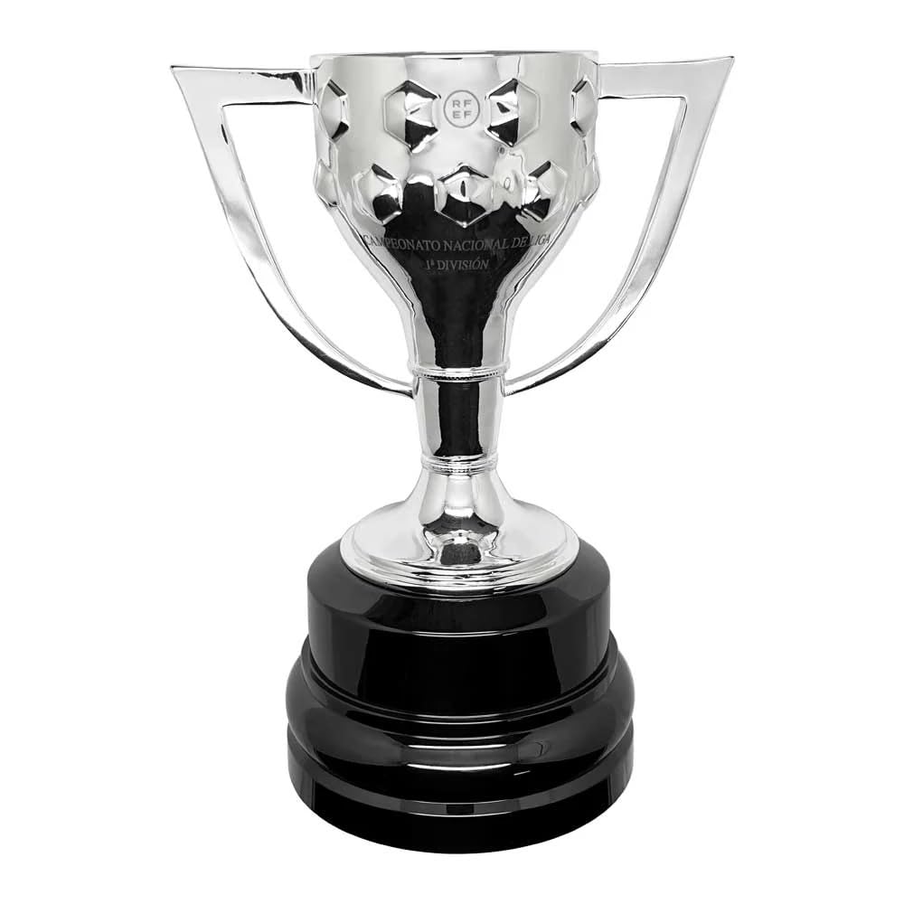 Réplica Trofeo La Liga 150mm Oficial RFEF Zamak Acrílico Coleccionable Decorativo Aficionados Fútbol España Pedestal Elegante Exhibición Fanático Regalo