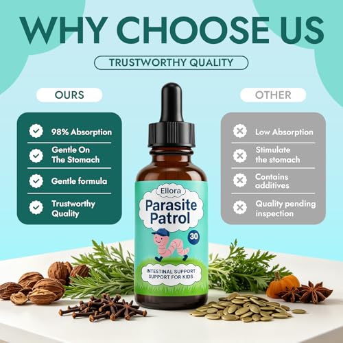 Image of Ellora Gut Cleanse Drops, Herbal Digestive Wellness Liquid Formula, 1 Fl Oz | Made with black walnut hull, wormwood, clove and pumpkin seed extract for a simple daily botanical supplement routine.