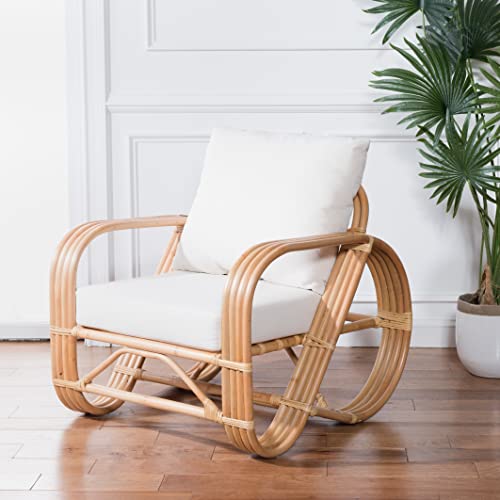 Sillón con cojín natural blanco madera miniatura 2