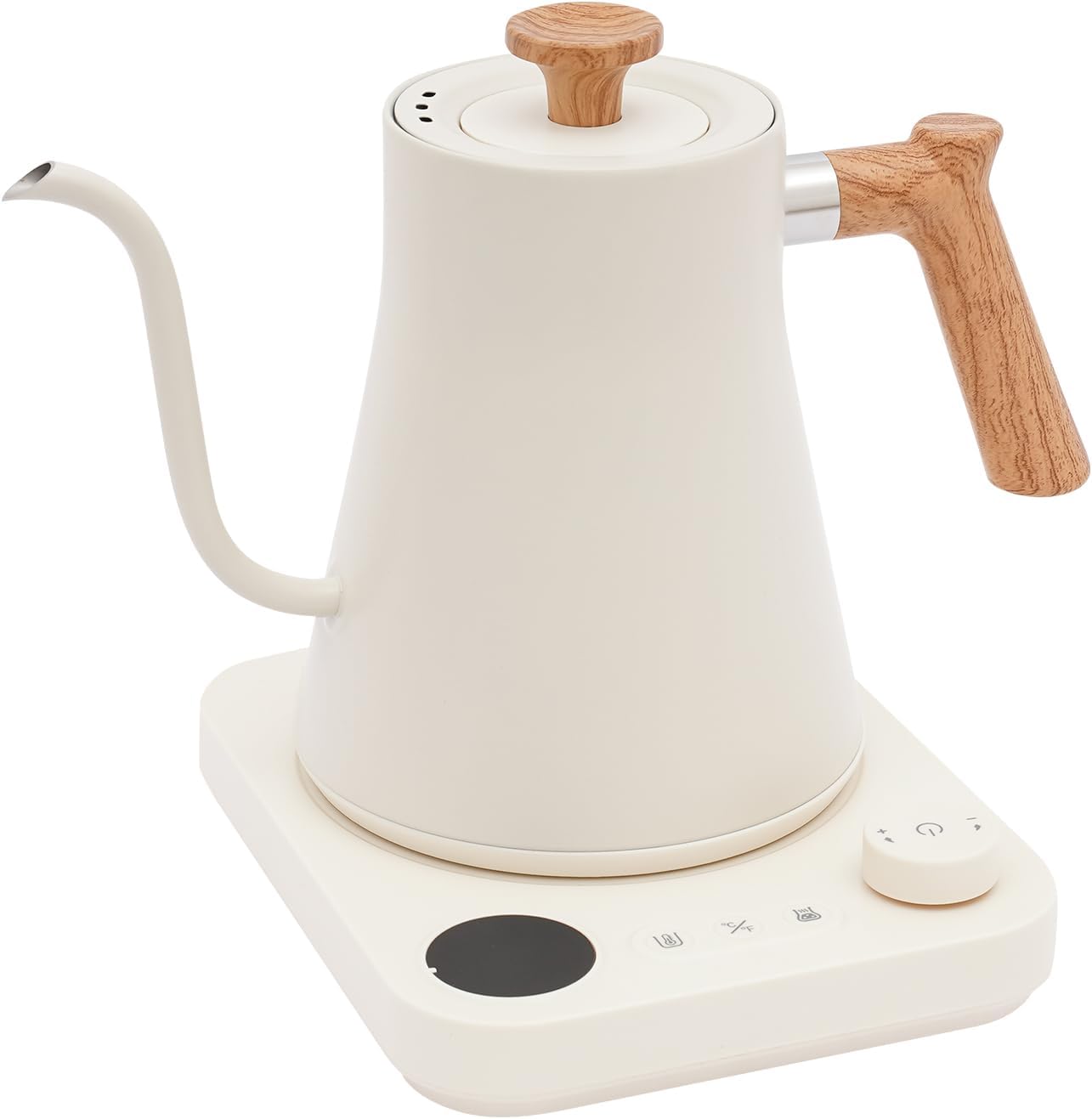 Gooseneck Electric Kettle for Pour Over Coffee & Tea, 1200W Fast Boil, Stainless Steel Electric Tea Kettle with Variable Temp Control and LED Display, 1-24H Keep Warm (white)