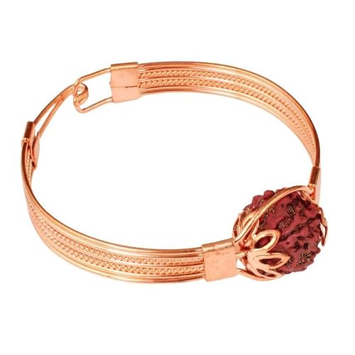 Revanth Export Copper Bracelet with Natural Rudraksha Bead for Men & Women | Adjustable Pure Copper Kada | Spiritual Healing Jewelry | Ayurvedic Health Benefits Wrist Bangle