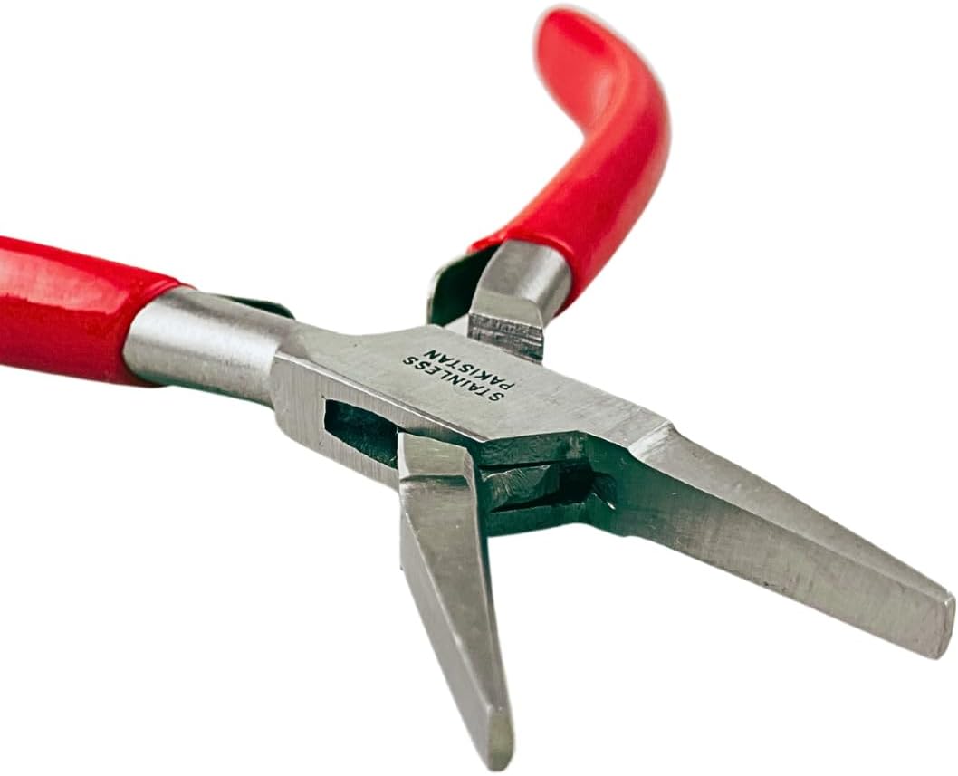 ToolUSA 5" (12.7 cm) Flat-half Round Combination Plier | Dual-Tip Design | Forged Steel | Red PVC Grip