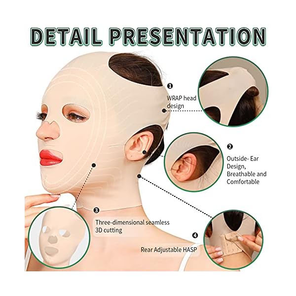JLK-ZHOU Reusable Facial Slimming Mask Anti Wrinkle V Full Face Lifting Chin Cheek Lift up Slim Belt Band Strap Slimming Thin Mask Sleeping Belts (Full Face Belts)