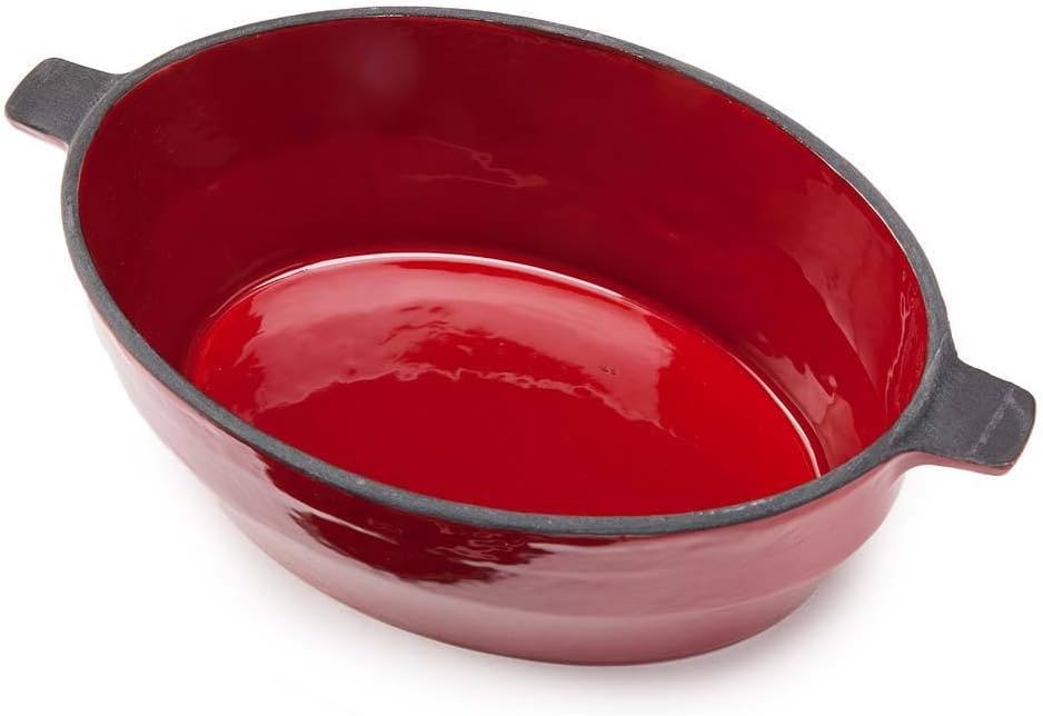 Plow & Hearth Lattice Wood Stove Steamer | Cast Iron Fireplace Humidifier | Red | Rust Resistant | Functional Kettle Alternative | 2.3 QT Capacity