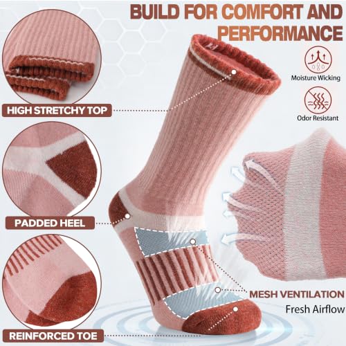 Image of MOGGEI 5 Pairs Merino Wool Hiking Socks Warm Thermal Winter Cozy Cushioned Moisture Wicking Socks for Women & Men