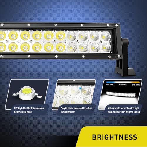 Nilight 70015C-A Led Light Bar 22Inch 120W Curved Spot Flood Combo Led Driving Lamp Off Road Lights Led Work Light thumb #2