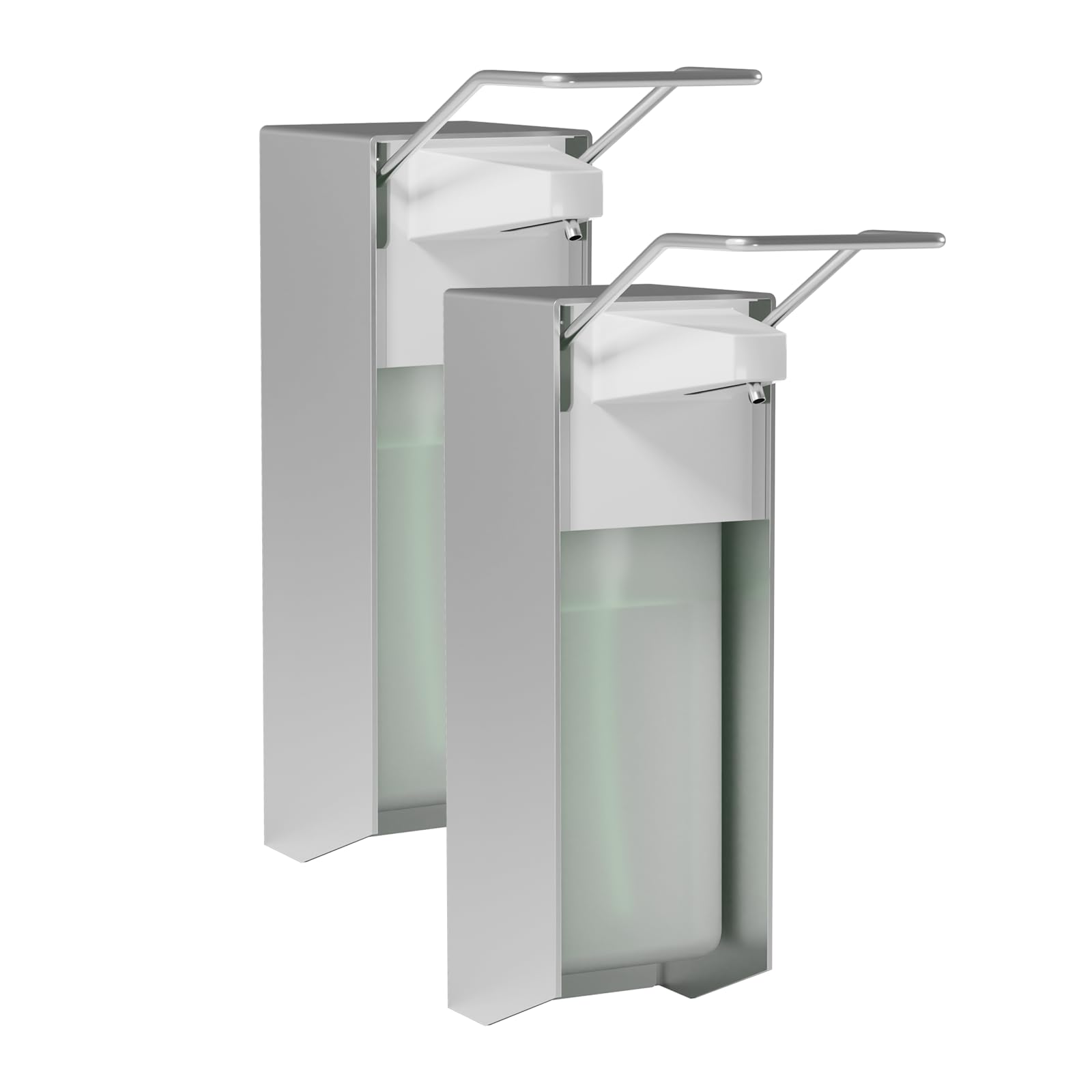 Eurospender 1000MLx2, Seifenspender Wandbefestigung, Seifenspender Mit Ellbogendruck Für Desinfektionsmittel Und Handseifen, Weißer Soap Dispenser, Aluminium