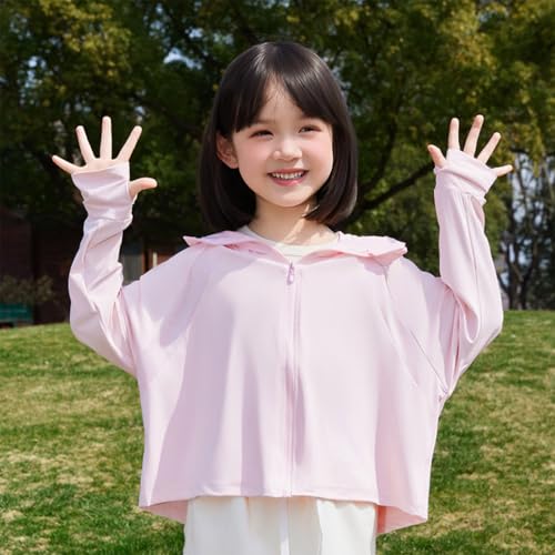 Girls UPF 50+ Sun Protection Hoodie Jacket Ice Silk Zip Up Lightweight Long Sleeve UV Shirt with Face Mask Thumb Hole2