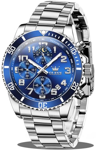 Image of OLEVS Mens Stainless Steel Watch Fashion Luxury Big Face Analog Waterproof