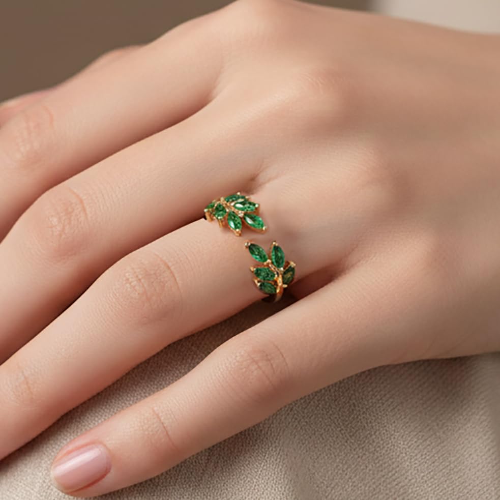 Bague feuille de laurier ajustable résolvant le problème de taille de doigt