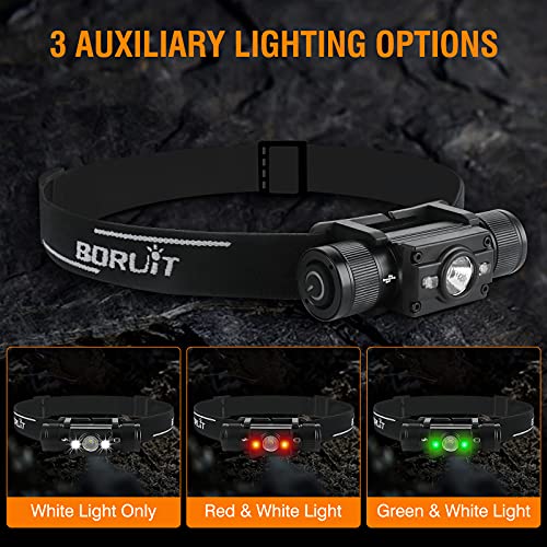 Boruit Rechargeable Led Headlamp Flashlight- 1000 Lumens 7 Light Mode Ipx6 Waterproof Head Lamp Adult Hunting Fishing Camping Headlight Gear With Green Light #TOP1