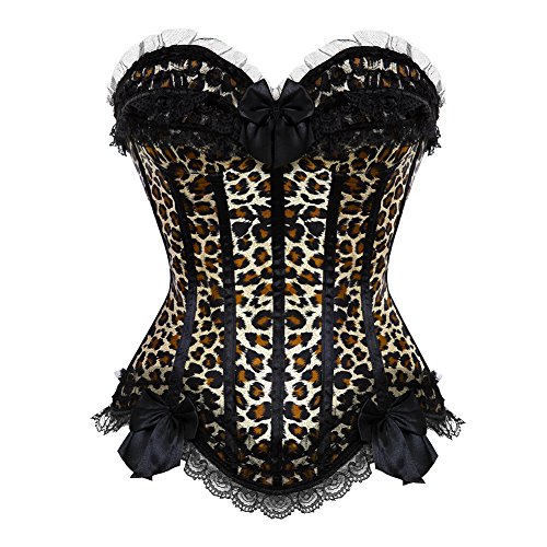 Grebrafan Corset Bustier Femme Sexy Grande Taille (EU(36-38) L, Leopard)
