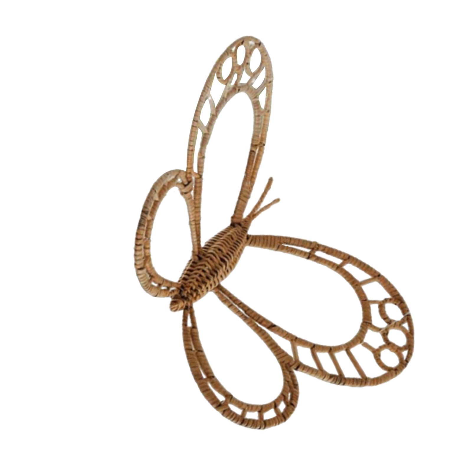 MALUGOGO Decoración de pared de ratán con diseño de mariposa en 3D de mimbre, para colgar en la pared del dormitorio o el jardín