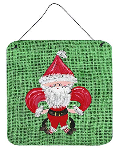 Caroline's Treasures 8746DS66 Christmas Santa Fleur de lis Wall or Door Hanging Prints Aluminum Metal Sign Kitchen Wall Bar Bathroom Plaque Home Decor, 6x6, Multicolor
