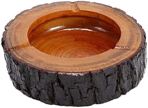 Teagas 5.5" Round Original Wooden Cigarette Ashtray Outdoors and Indoors Ash Tray