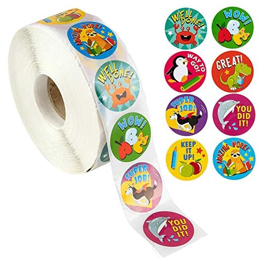 BJ-SHOP Pegatinas de Recompensa de Animal Recompensa Animal para Niños Pegatina Recompensa de 500 Animales 8 Diseños Surtidos de 2.5 cm de Pegatinas Escolares para el Aula