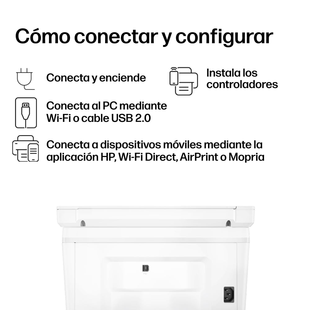 HP LaserJet M140w 7MD72F, Impresora Láser A4 Multifunción Monocromo a Doble Cara Manual, Escaner, Copiadora (20ppm, Wi-Fi, Wi-Fi Direct, USB 2.0, Procesador 500MHz, Memoria 64MB, Smart App) Blanca