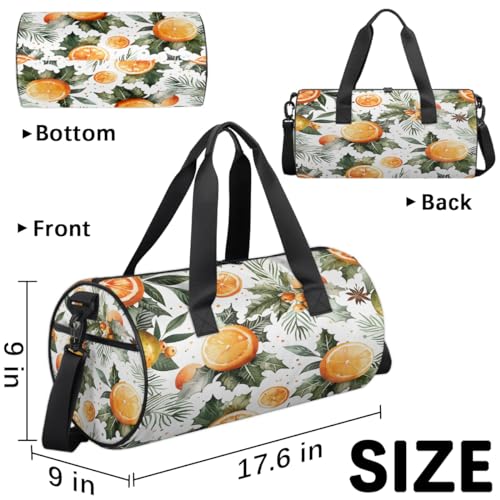 Leaves Oranges Travel Gym Bag Waterproof Sport Dance Bag for Women Men Portable Gymnastics Duffel Bags Canvas Tote Carry on Handbag for Workout Overnight Weekender3