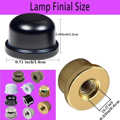Image of Metal Lamp Finials, 1 /4-27 Thread, 1 /2 Inch Lamp Shade Nuts for Harp Tops | 10 Mixed-Finish Brass Finials with 1 /4-27 Female Threads For Compatible Table, Floor, Desk And Bedside Lamp Harps