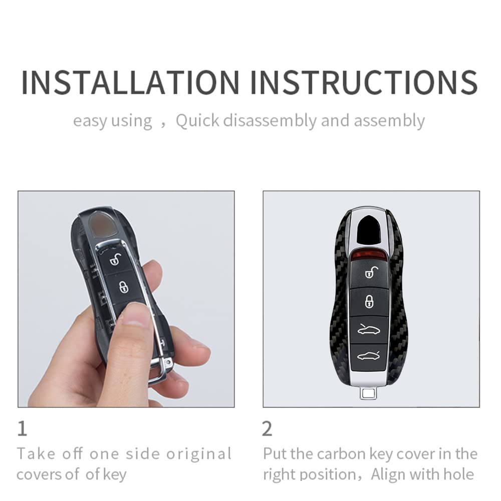 Carbon Fiber Compatible with Porsche Key Cover 718 911 918 Boxster Cayman Spyder Macan Panamera Carrera Remote Key Fob Shell Case Replacement Accessories for Men