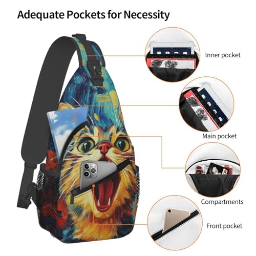 Crossbody Sling Backpack Bag Orange Cats Mini Casual Shoulder Daypack Chest Bag For Women Men Travel Hiking Gym Anti Theft4