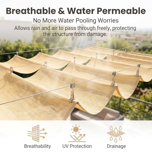Voile d'ombrage wave rétractable beige 1.7x20m pour terrasse