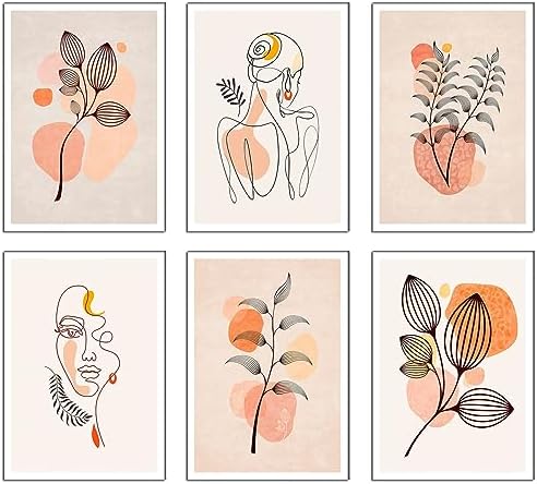 Set of 6 Wooden Base Paintings, Living Room Decoration, Modern, Bedrooms, Room, Abstract, Floral with Metal Hangers, (29 x 20 cm Each Picture) Set of 6 Wooden Base Paintings, Living Room Decoration, Modern, Bedrooms, Room, Abstract, Floral with Metal Hangers, (29 x 20 cm Each Picture)
