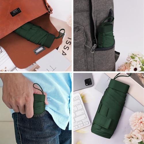 Aolso Mini Paraguas del Sol，Paraguas Plegable,Paraguas Plegable Antiviento para Hombre y Mujer Apertura y Cierre, Paraguas Plegables y Compacto Resistencia UV & Impermeable-verde