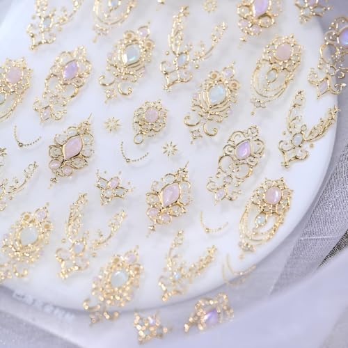 Gold Nail Stickers for Nail Art 5D Self-Adhesive Nail Stickers