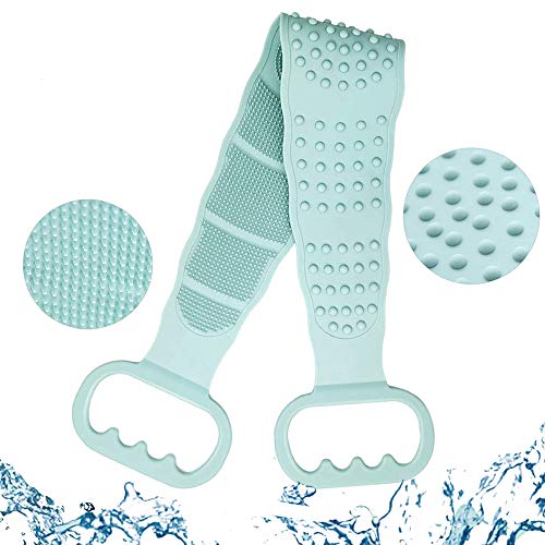 Silicone Bath Body Brushes Back Scrubber For Shower, Double Side Silicone Bath Brush - Gentle Cleansing and Exfoliating Men Women Back Massage Shower Brush - Green