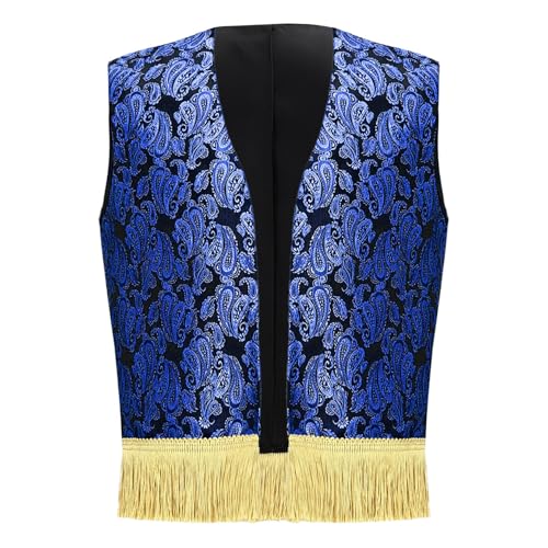 Kids Boys Sleeveless Embroidery Fringe Waistcoat Arabian Prince Open Front Vest Top - Main Image