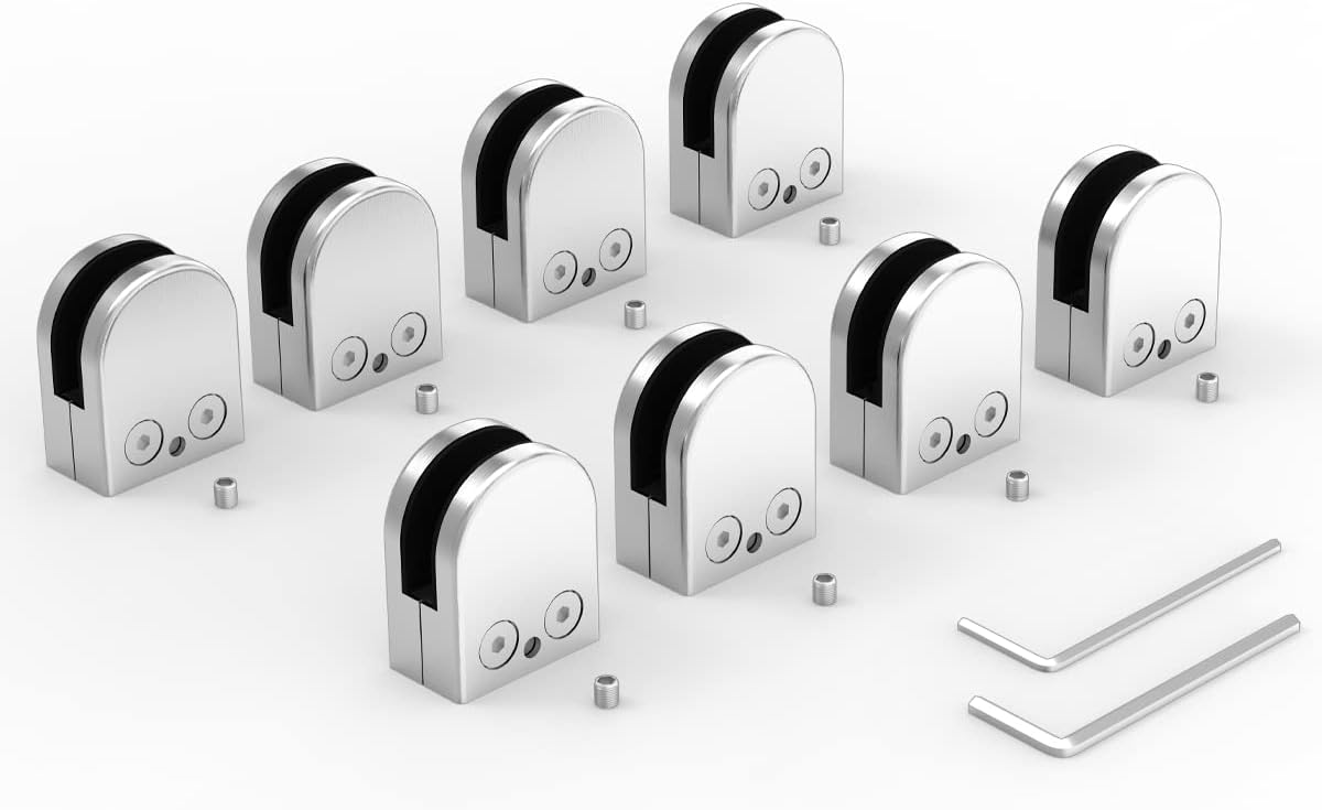 Glass Clamps, ROFMAPLE 8 PCS Stainless Steel 304 Glass Clamps