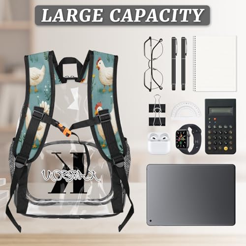 Personalized Chicken Small Clear Backpack Stadium Approved Heavy Duty PVC Plastic Custom Animal Transparent Backpacks See Through Bag with Name3