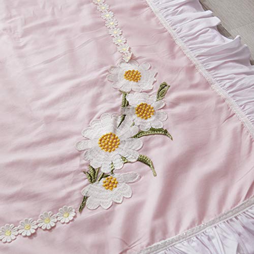 Brandream Crib Bedding Set For Girls Pink Princess Nursery Bedding 3 Pc Sweet Daisy Ruffle Blanket, 100% Cotton #TOP2