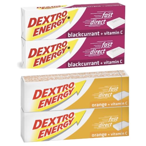 Dextro Multipack 2 Packs of Orange & 2 Packs of Blackcurrant Total 56 Energy Tablets