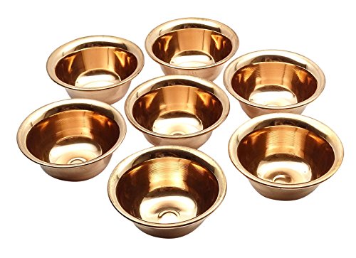 Kitchen Traditional Indian Copper Antique Serving Bowl Set of 7 Pieces