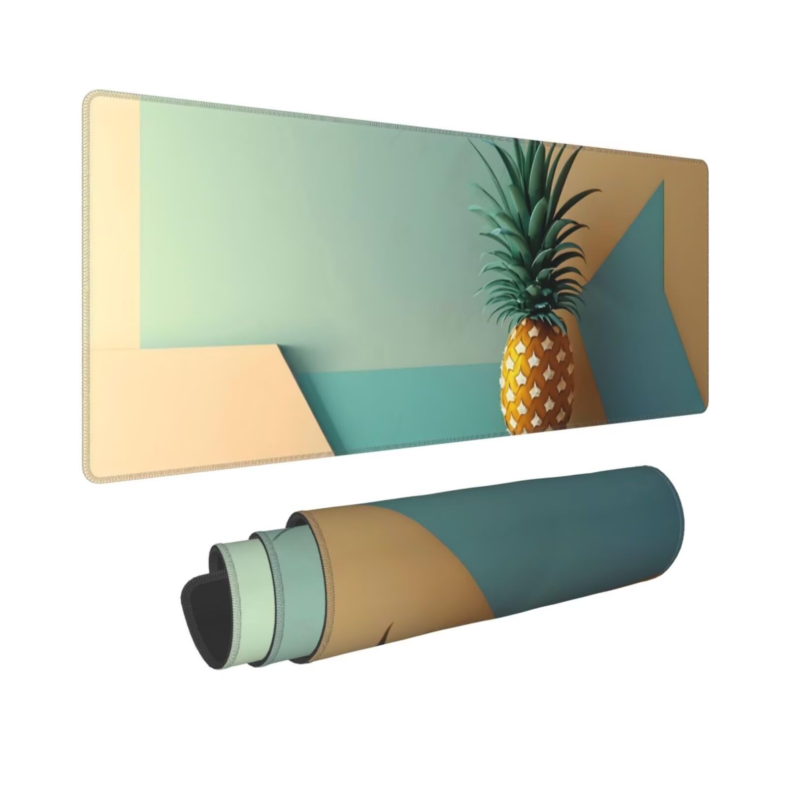 Tappetino Mouse, Tappetino Mouse Gaming Grande XXL 1500x800x3mm Tappetino Scrivania Mouse Pad, Base in Gomma Antiscivolo, Bordi Cuciti,Lavabile, Mousepad per Ufficio e Gaming (ananas) R-50