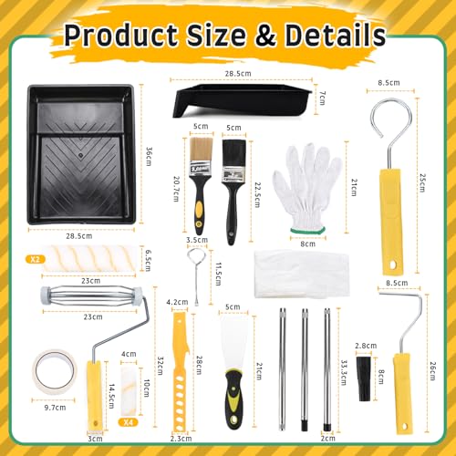 Rodillo Pintar Kit de 23 Piezas para Decoración del Hogar y Puertas 3