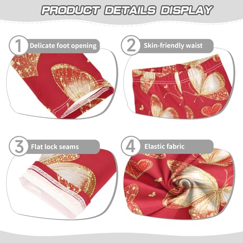 Hearts Butterflies Girls Leggings Athletic Pants Tights Stretch Bottom3