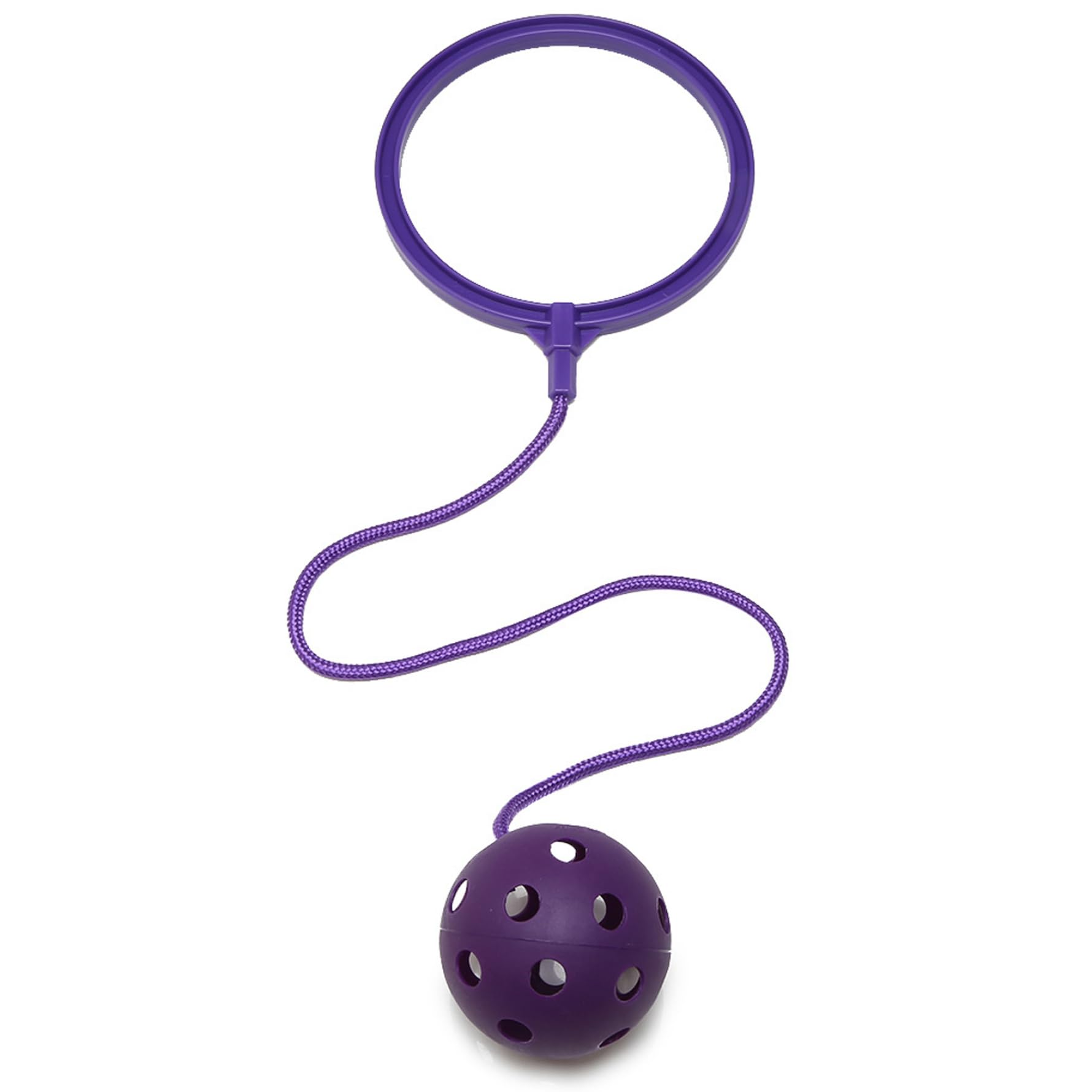 Balle à Sauter Violet Doux avec Anneau en Corde givrée pour Enfants – Jouet de Fitness perforé
