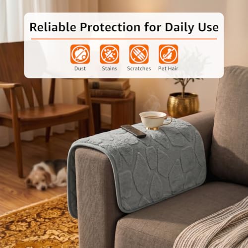 Image of Amazon Basics - Rabbit Fur Make Your Own Sofa Cover |70cm x 70cm| Microfiber Sofa Slipcover | 350 GSM (Grey, 2 Armrest)